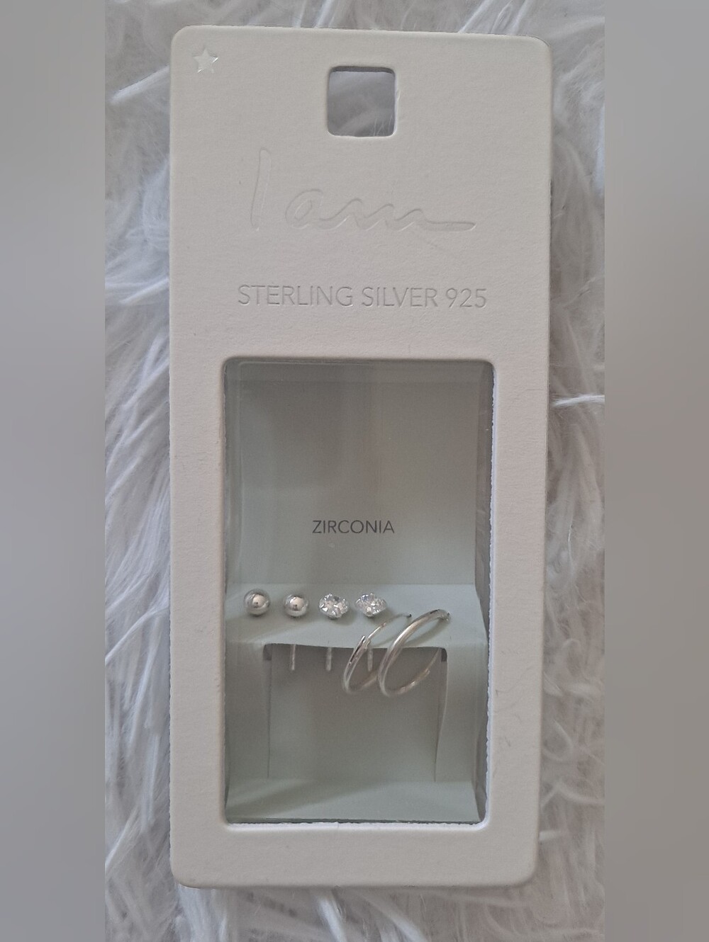 I AM Sterling Silver Cubic Zirconia Stud and Hoop Earrings